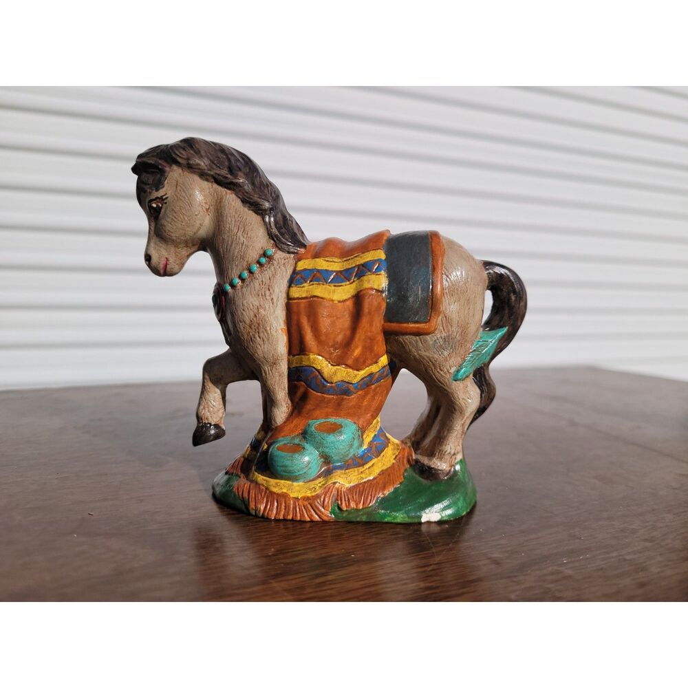 Vintage Hand-Painted Ceramic Horse Figurine - Mid-Century Southwest Decor - Picture 2 of 5